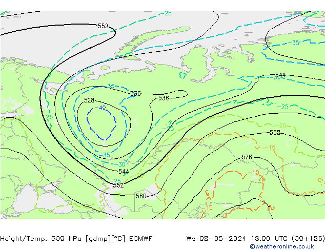 Z500/Rain (+SLP)/Z850 ECMWF Qua 08.05.2024 18 UTC