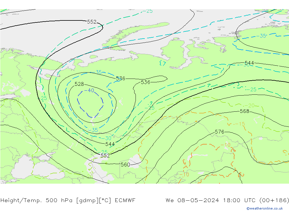 Z500/Rain (+SLP)/Z850 ECMWF We 08.05.2024 18 UTC