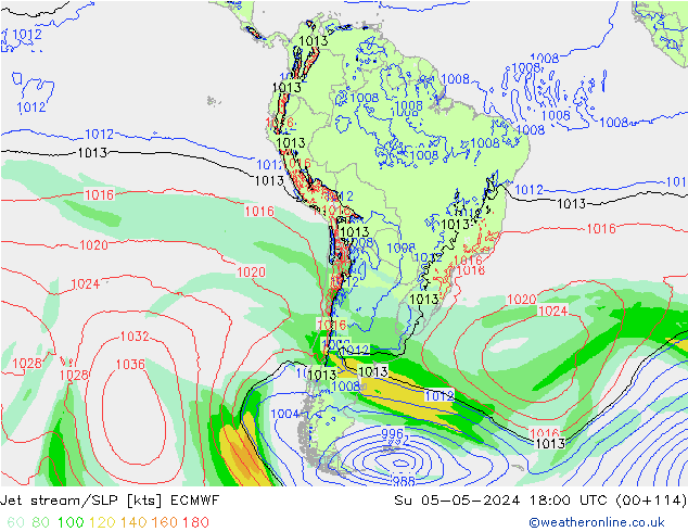 Jet stream/SLP ECMWF Su 05.05.2024 18 UTC