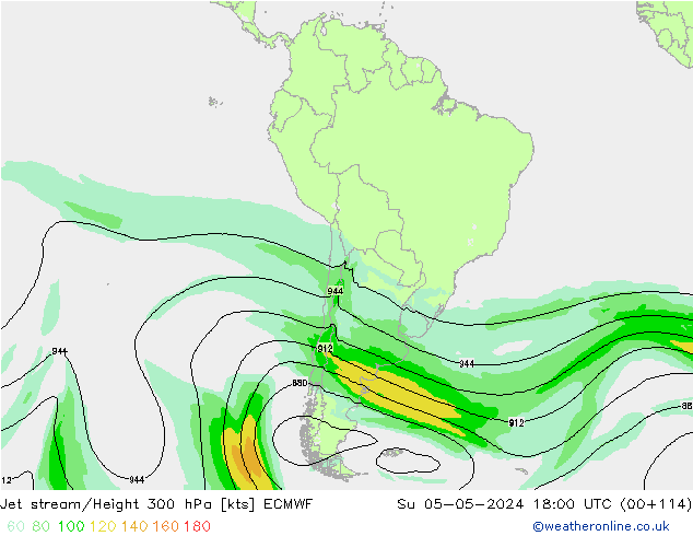 Jet stream/Height 300 hPa ECMWF Su 05.05.2024 18 UTC