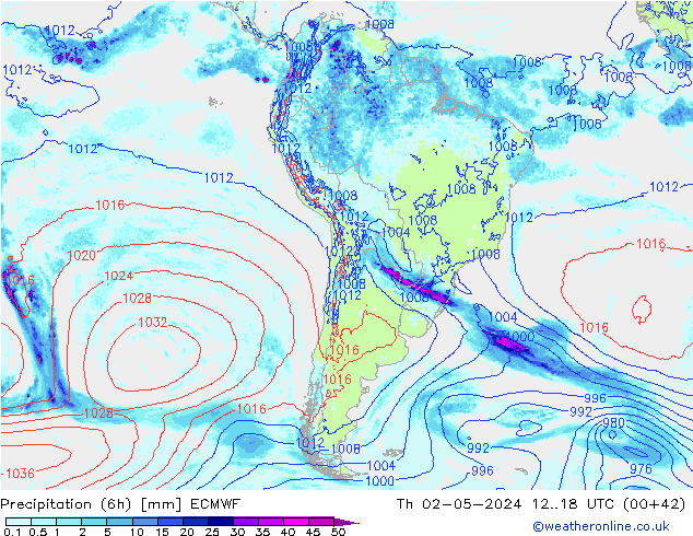 Z500/Rain (+SLP)/Z850 ECMWF czw. 02.05.2024 18 UTC