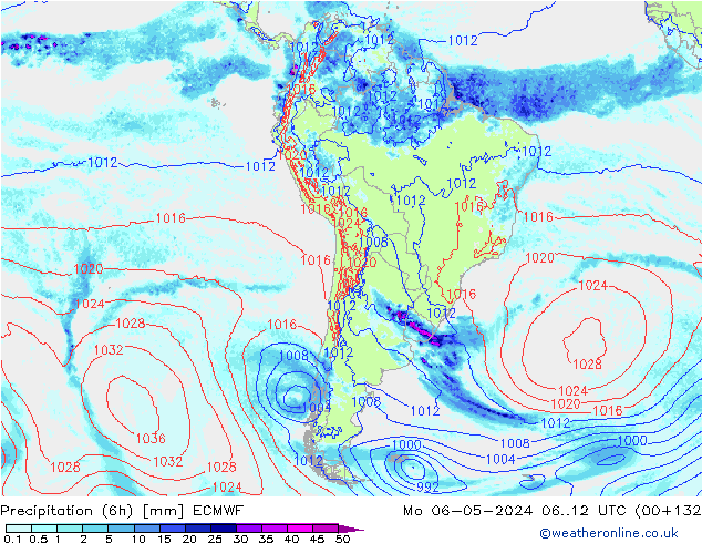 Z500/Rain (+SLP)/Z850 ECMWF Mo 06.05.2024 12 UTC