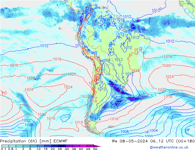 Z500/Rain (+SLP)/Z850 ECMWF śro. 08.05.2024 12 UTC