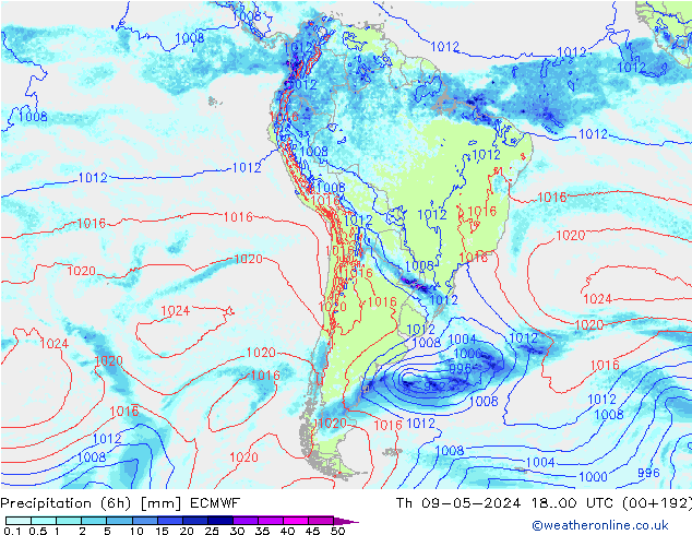 Z500/Rain (+SLP)/Z850 ECMWF czw. 09.05.2024 00 UTC