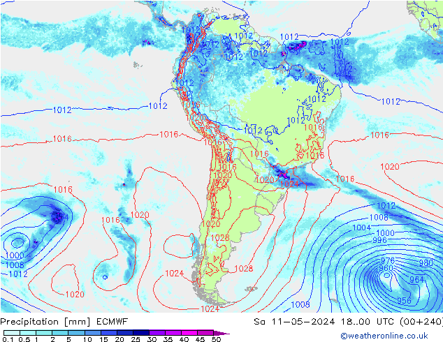 Precipitazione ECMWF sab 11.05.2024 00 UTC