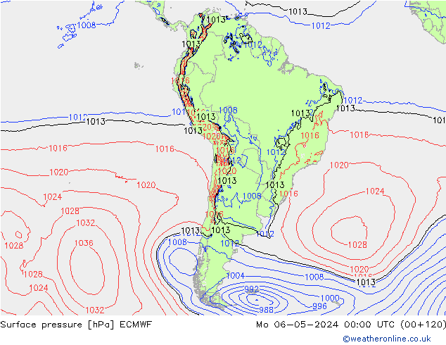 приземное давление ECMWF пн 06.05.2024 00 UTC