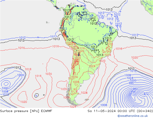 pressão do solo ECMWF Sáb 11.05.2024 00 UTC