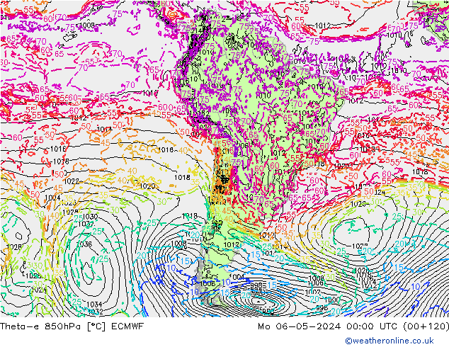 Theta-e 850hPa ECMWF ma 06.05.2024 00 UTC