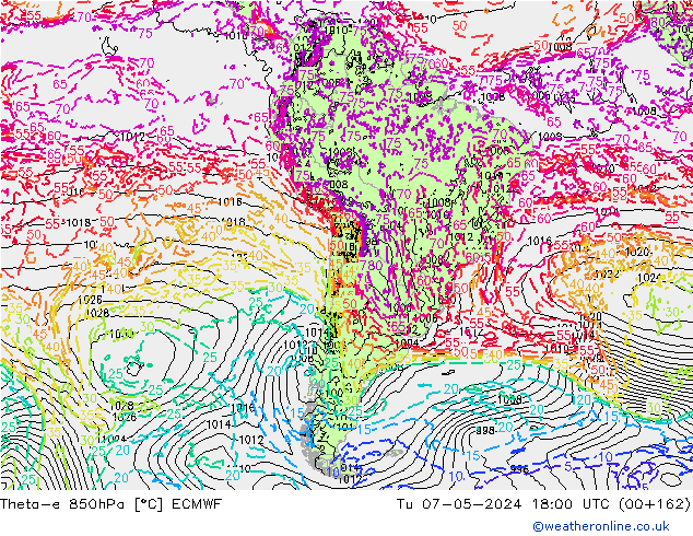 Theta-e 850hPa ECMWF  07.05.2024 18 UTC