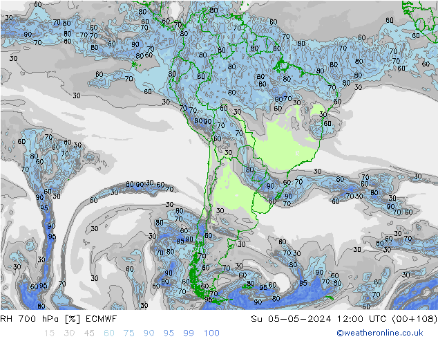 RH 700 hPa ECMWF  05.05.2024 12 UTC