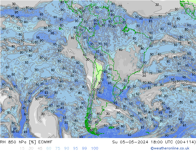 RH 850 hPa ECMWF Ne 05.05.2024 18 UTC