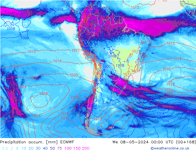 Precipitation accum. ECMWF We 08.05.2024 00 UTC