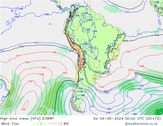 High wind areas ECMWF  04.05.2024 00 UTC