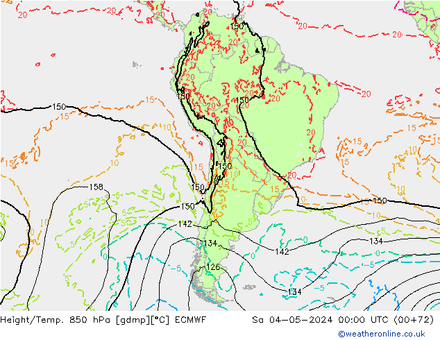 Height/Temp. 850 гПа ECMWF сб 04.05.2024 00 UTC