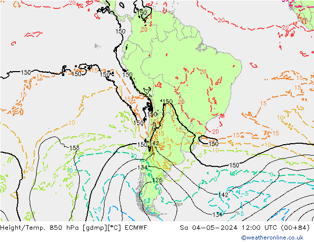 Z500/Rain (+SLP)/Z850 ECMWF Sa 04.05.2024 12 UTC