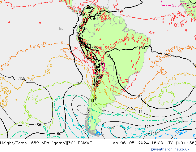 Z500/Yağmur (+YB)/Z850 ECMWF Pzt 06.05.2024 18 UTC