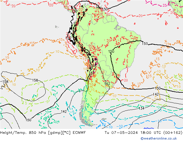 Height/Temp. 850 hPa ECMWF Tu 07.05.2024 18 UTC