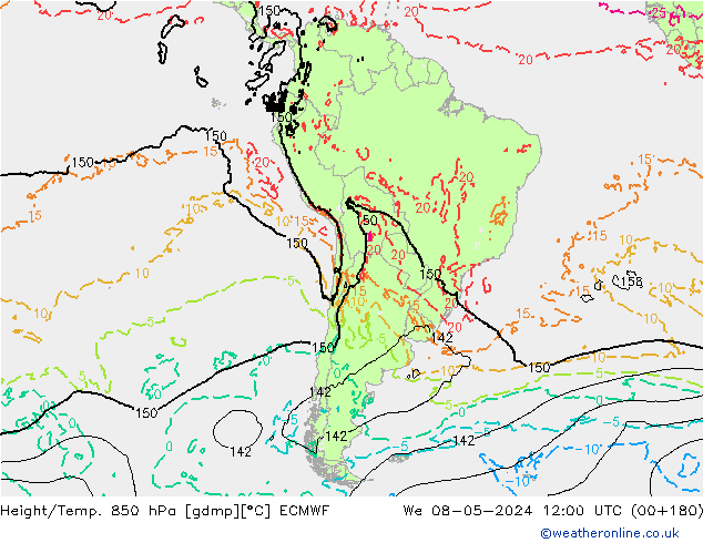 Z500/Rain (+SLP)/Z850 ECMWF śro. 08.05.2024 12 UTC