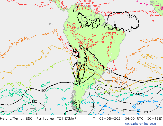 Height/Temp. 850 гПа ECMWF чт 09.05.2024 06 UTC