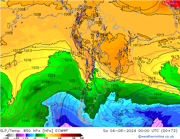 SLP/Temp. 850 hPa ECMWF  04.05.2024 00 UTC