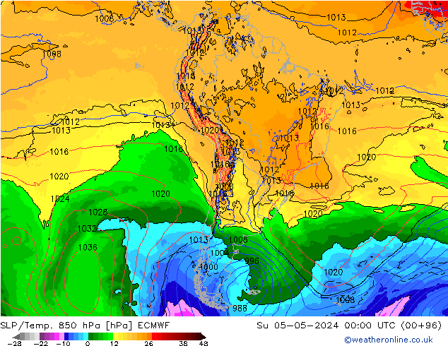 SLP/Temp. 850 hPa ECMWF Ne 05.05.2024 00 UTC