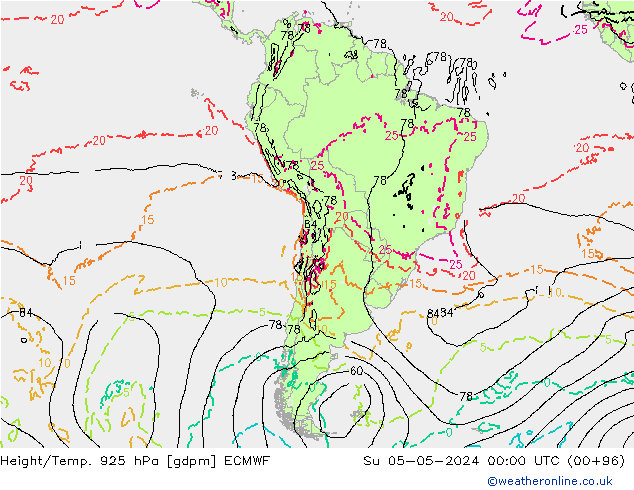 Height/Temp. 925 hPa ECMWF Su 05.05.2024 00 UTC