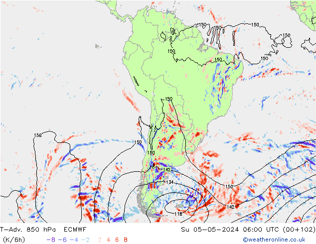 T-Adv. 850 hPa ECMWF Paz 05.05.2024 06 UTC