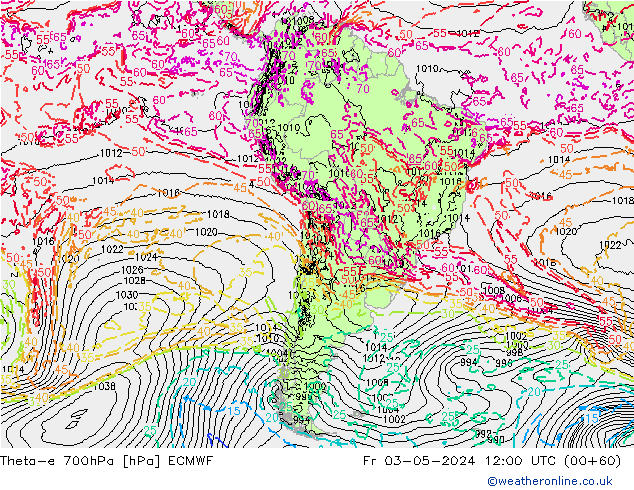 Theta-e 700hPa ECMWF Fr 03.05.2024 12 UTC