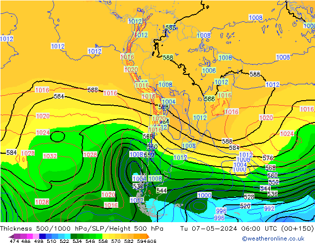 Thck 500-1000hPa ECMWF Út 07.05.2024 06 UTC