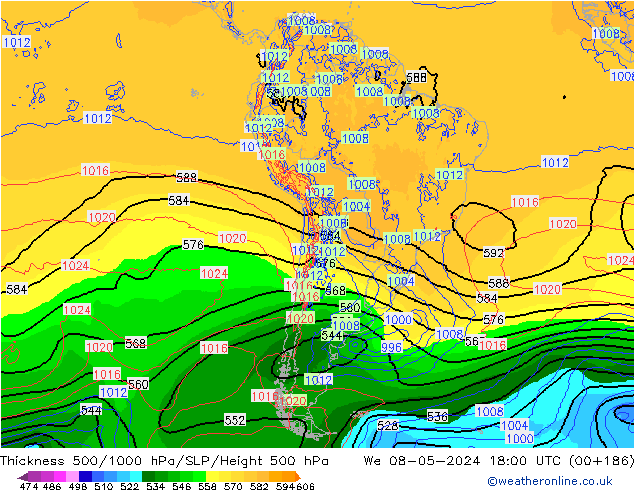 Thck 500-1000гПа ECMWF ср 08.05.2024 18 UTC