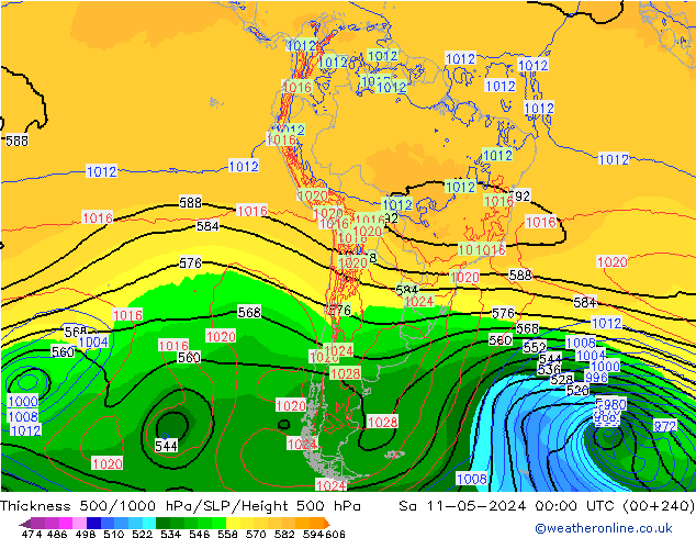 Thck 500-1000hPa ECMWF Sa 11.05.2024 00 UTC