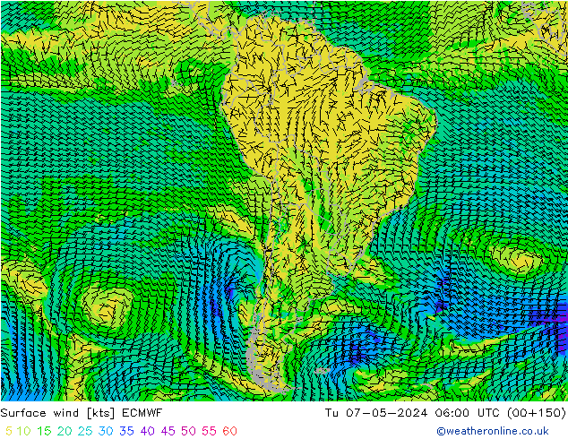 Surface wind ECMWF Tu 07.05.2024 06 UTC