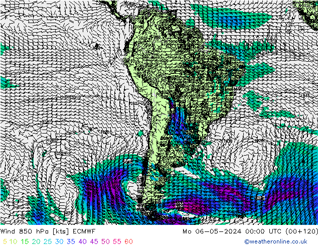 Wind 850 hPa ECMWF Mo 06.05.2024 00 UTC