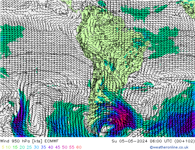 Wind 950 hPa ECMWF Su 05.05.2024 06 UTC