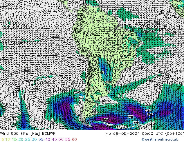 Wind 950 hPa ECMWF Mo 06.05.2024 00 UTC