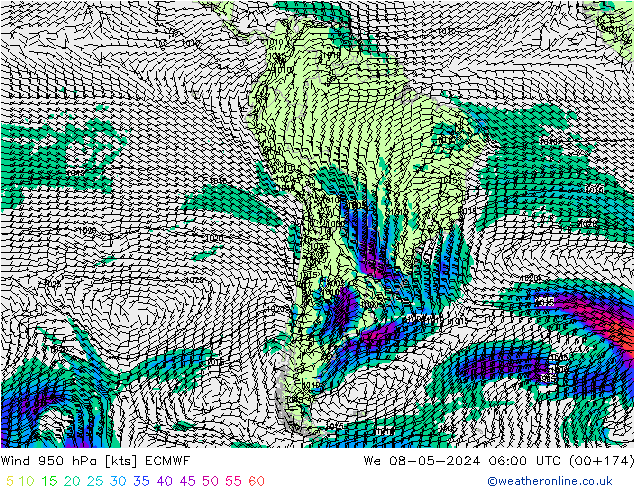 Wind 950 hPa ECMWF We 08.05.2024 06 UTC