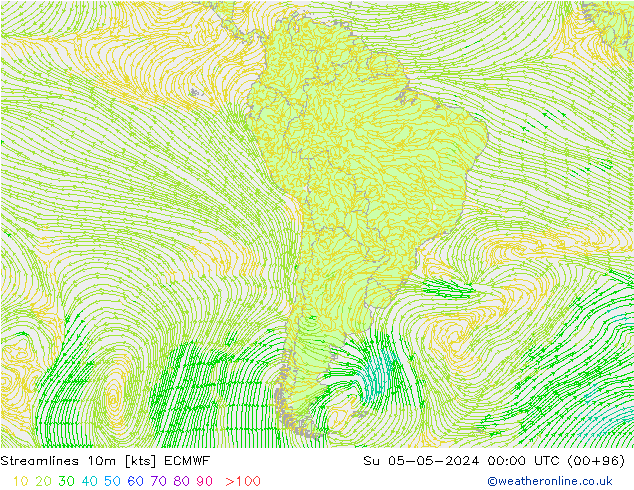 Streamlines 10m ECMWF Su 05.05.2024 00 UTC