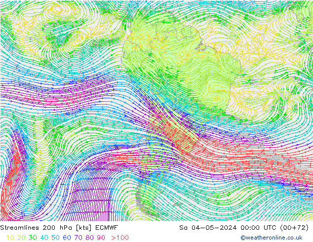 Stroomlijn 200 hPa ECMWF za 04.05.2024 00 UTC