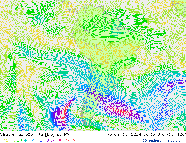 Streamlines 500 hPa ECMWF Mo 06.05.2024 00 UTC