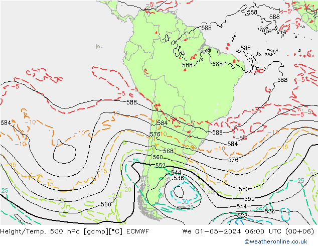 Z500/Rain (+SLP)/Z850 ECMWF St 01.05.2024 06 UTC