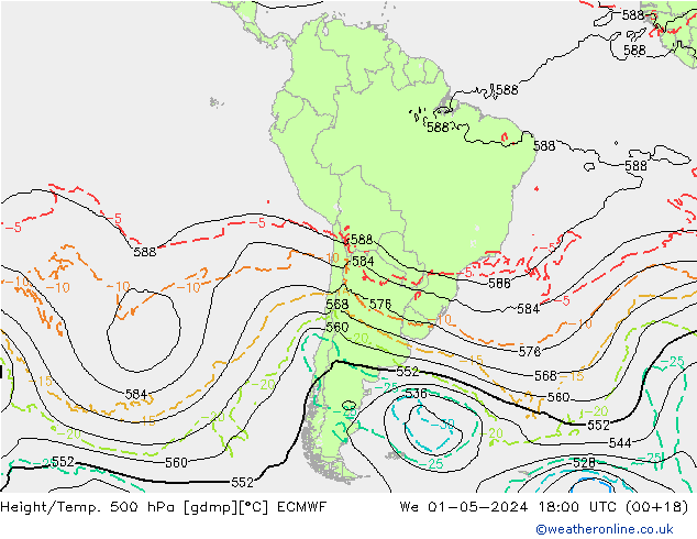 Z500/Rain (+SLP)/Z850 ECMWF We 01.05.2024 18 UTC