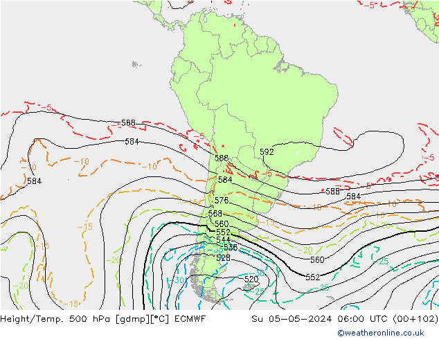 Z500/Rain (+SLP)/Z850 ECMWF dom 05.05.2024 06 UTC