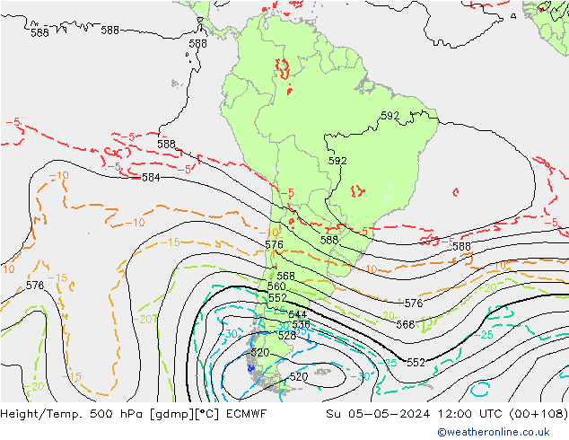 Z500/Rain (+SLP)/Z850 ECMWF dom 05.05.2024 12 UTC