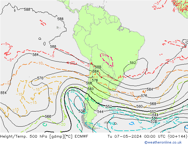 Yükseklik/Sıc. 500 hPa ECMWF Sa 07.05.2024 00 UTC