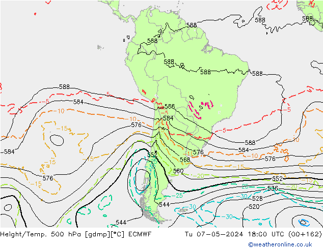 Géop./Temp. 500 hPa ECMWF mar 07.05.2024 18 UTC