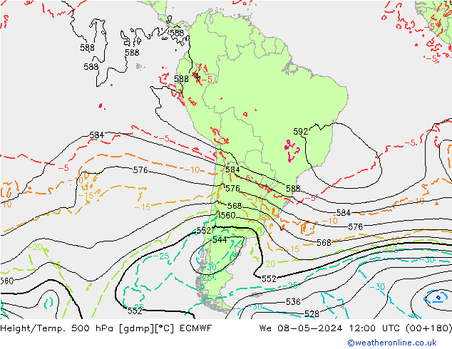 Z500/Rain (+SLP)/Z850 ECMWF śro. 08.05.2024 12 UTC