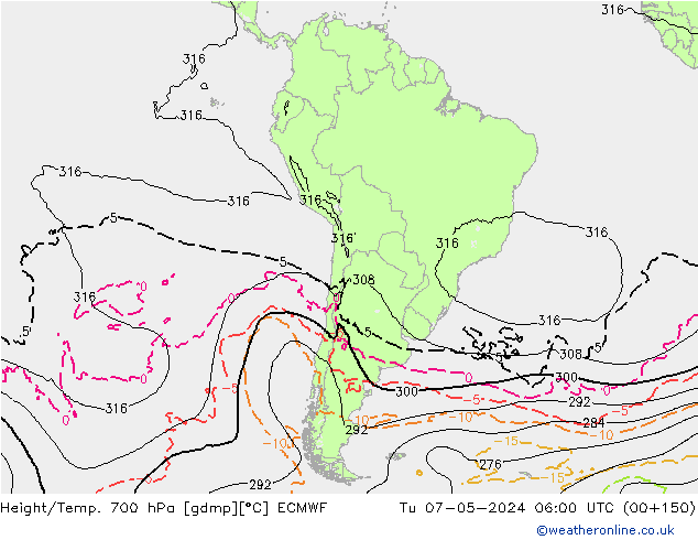 Height/Temp. 700 hPa ECMWF Ter 07.05.2024 06 UTC