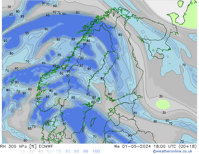 RH 300 hPa ECMWF  01.05.2024 18 UTC