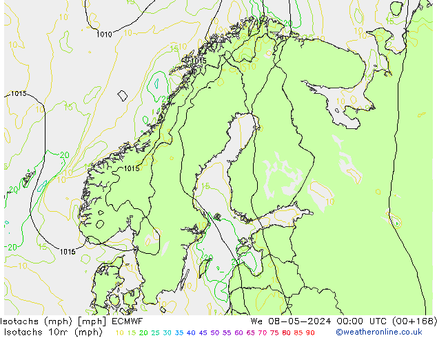 Isotachs (mph) ECMWF ср 08.05.2024 00 UTC