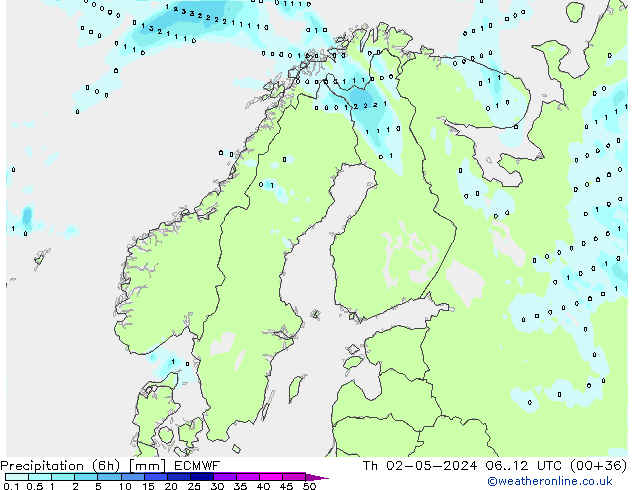 Z500/Rain (+SLP)/Z850 ECMWF gio 02.05.2024 12 UTC